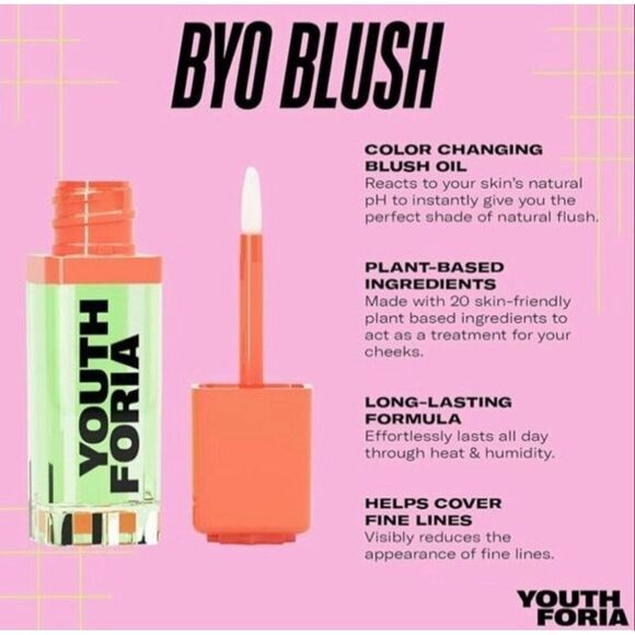 YOUTH FORIA - NWT BY0 Blush Color-Changing Blush Oil/Chemical Reaction/.21 fl oz - Picture 3 of 8